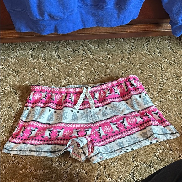 Penguin Print Pink and White Women's Shorts - Picture 1 of 2
